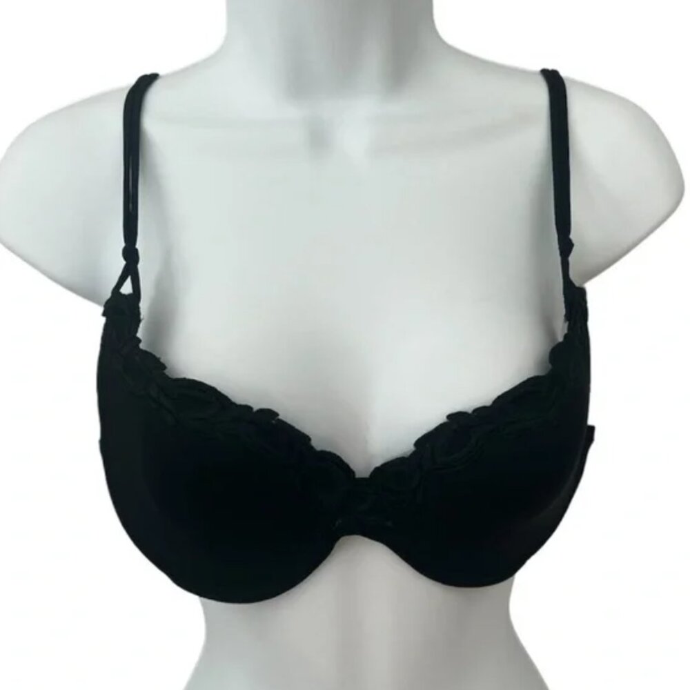 La Perla black molded padded mesh bra 36B NWT